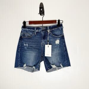 Kancan High Rise Frayed Hem Distressed Denim Jean Shorts Women’s Size 1/24 NWT